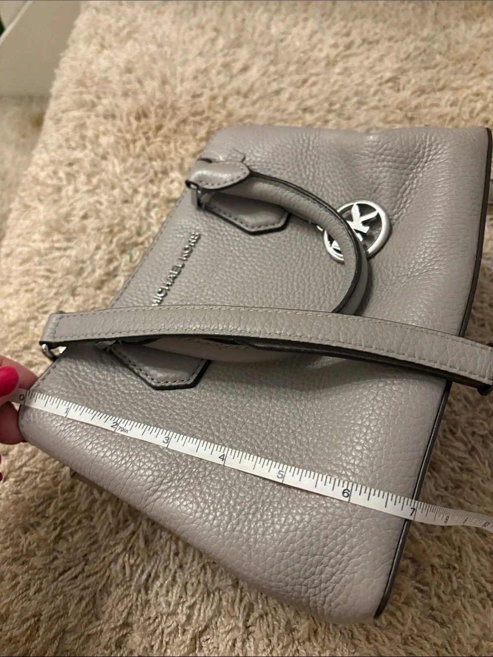 Michael Kors Light Gray Pebbled Leather Satchel